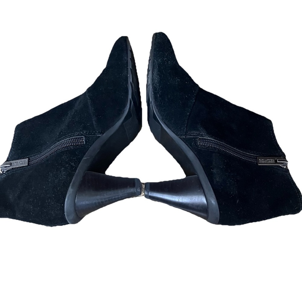 Kenneth Cole Reaction Hill N Spill Suede Ankle Booties Size 5 Black Heeled Moto - Picture 7 of 11